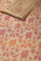 Dark Beige Colour Tussar Woven Silk Saree