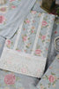 Grey Color Cotton Flower Printed and Lace Work Unstitched Suit Fabric