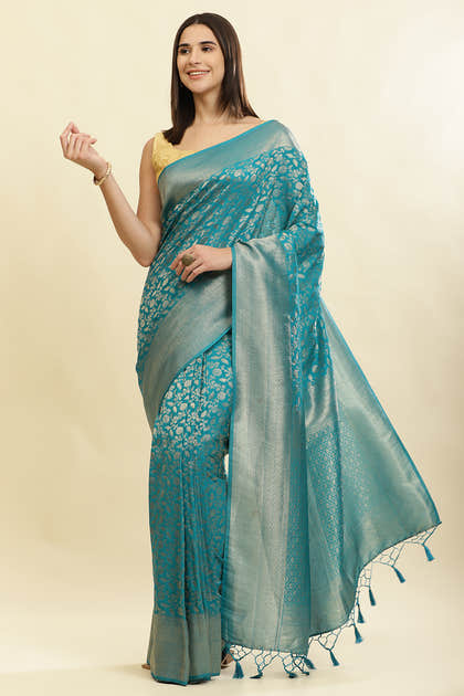 Eastern Blue Lightweight Banarasi Silk Weaving Saree