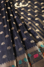 Black Resham & Zari Woven Silk Saree