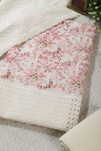 Cream & Red Cotton Chikankari Work Floral Printed Unstitched Suit