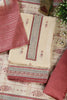 Beige & Light Maroon Chanderi Cotton Floral Printed And Neck Embroidered Unstitched Suit Material Unstitched Suit Fabric