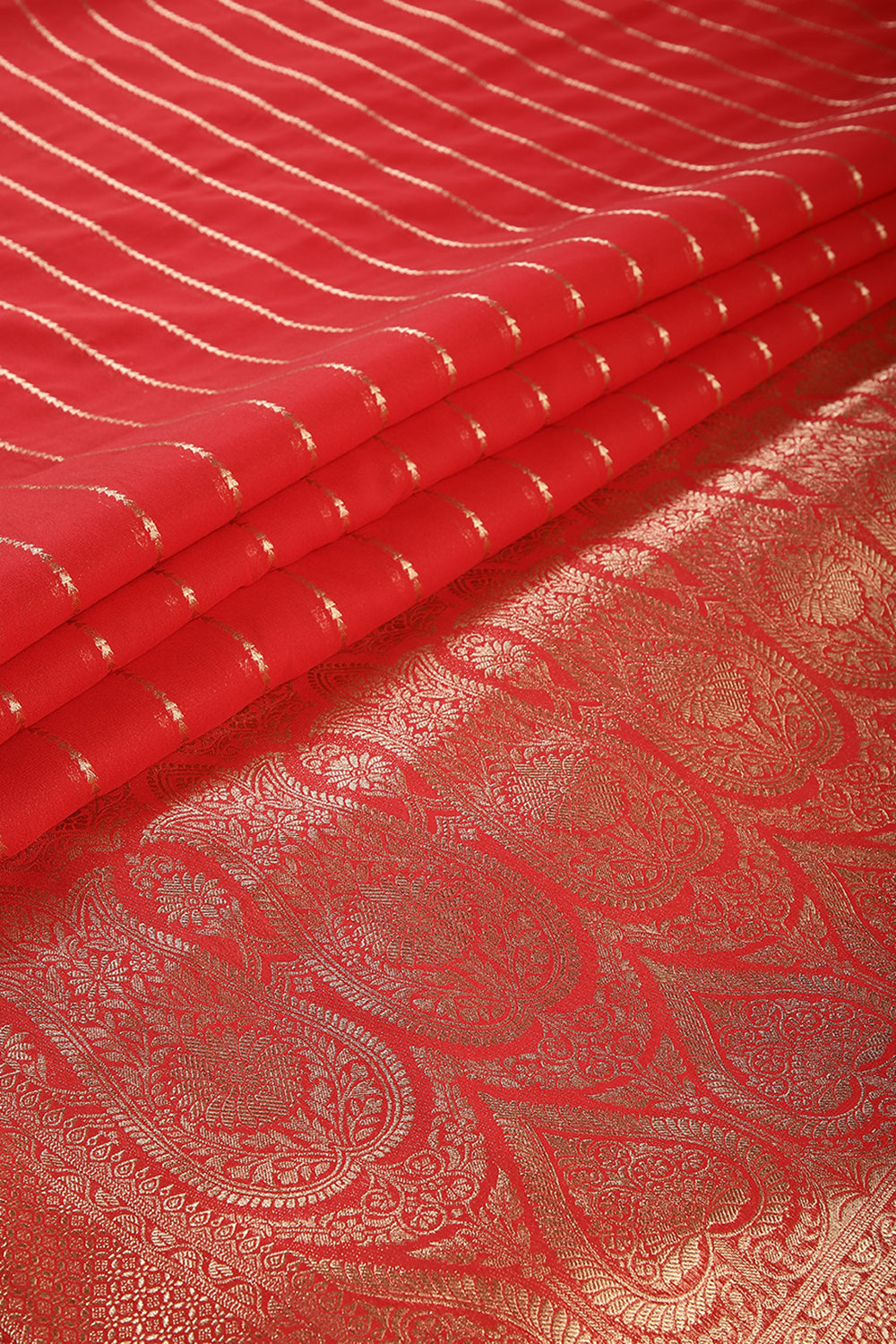 Red Color Georgette Saree with Zari Pinstripes