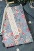 Blue Color Cotton Flower Printed and Lace Work Unstitched Suit Fabric