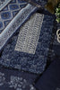 Navy Blue Cotton Silk Blossom Printed and Neck Embroidered Unstitched Suit