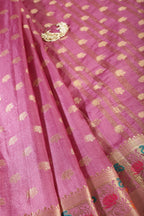 Dusty Mauve Resham & Zari Woven Silk Saree