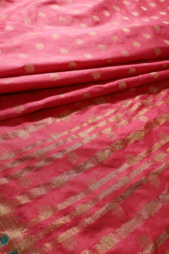 Pink Color Silk Resham & Zari Woven Saree