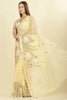 Yellow Kota Cotton Floral Resham Embroidered And Zari Woven Saree