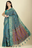 Turquoise Color Tussar Woven Silk Saree