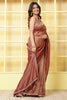Wine Color Matelic Tissue Sequins &amp; Zari Embroidered Saree with Readymade Blouse