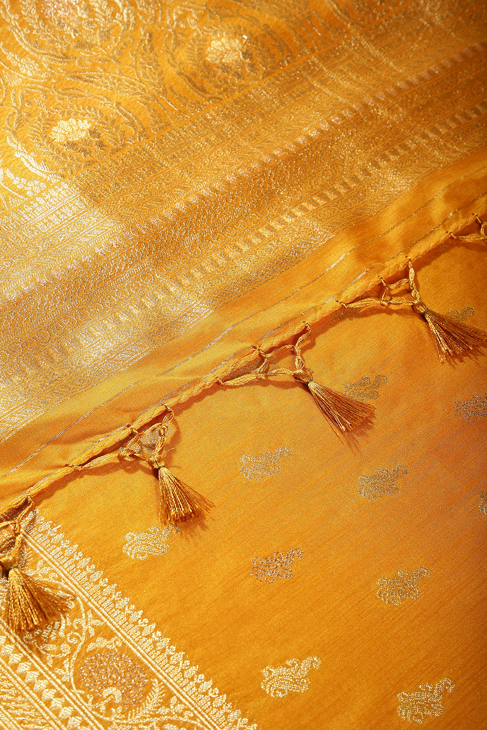 Mustard Color Mulberry Silk Woven Saree