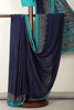 Navy Kashmiri-Inspired Floral Printed Crepe Saree