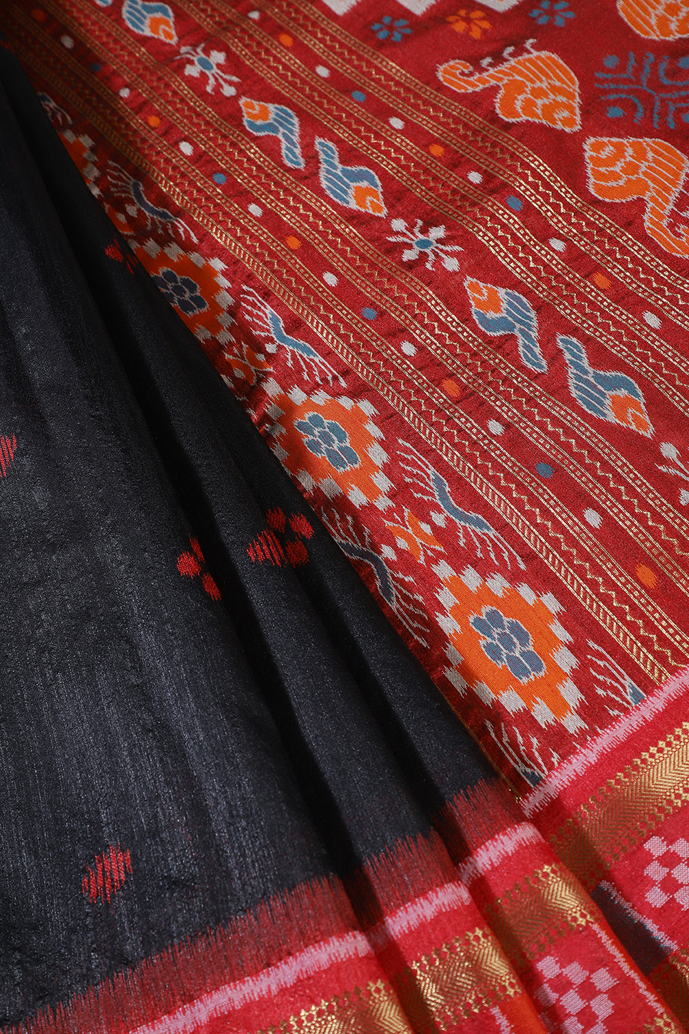 Black Tussar Silk Reham Woven Saree