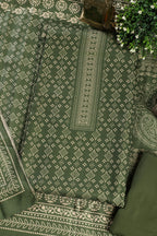 Green Printed Pashmina Unstitched Suit Fabric