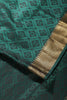 Bottle Green & Black Dual Tone Silk Woven Saree.