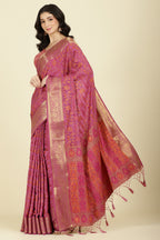 Mauve Color Tussar Woven Silk Saree