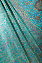 Teal Blue Baluchari Silk Meenakari Woven Saree