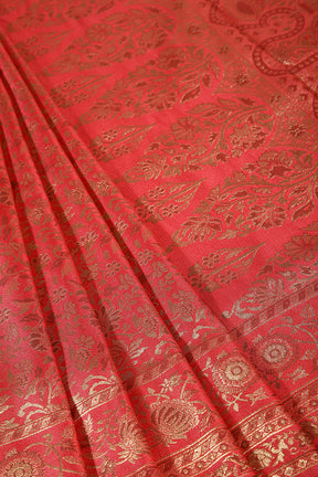 Persian Red Colour South Silk Heavy Woven Saree