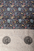 Bottle Green Tussar Silk Printed Saree