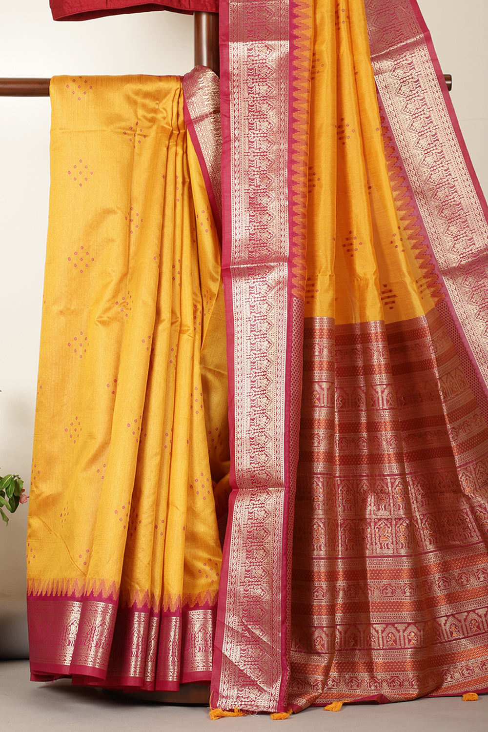 Mustard Cotton Silk Zari Woven Saree