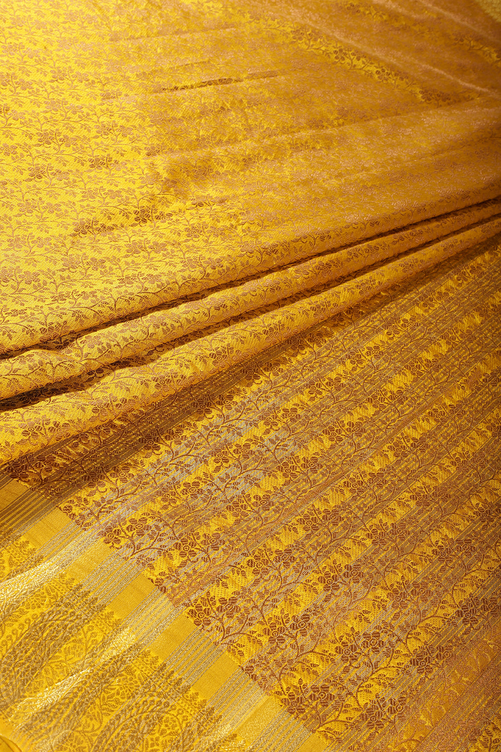 Yellow Color Silk Floral Resham & Zari Woven Saree