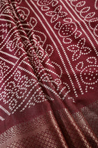 Wine Color Block Printed Cotton Silk Saree