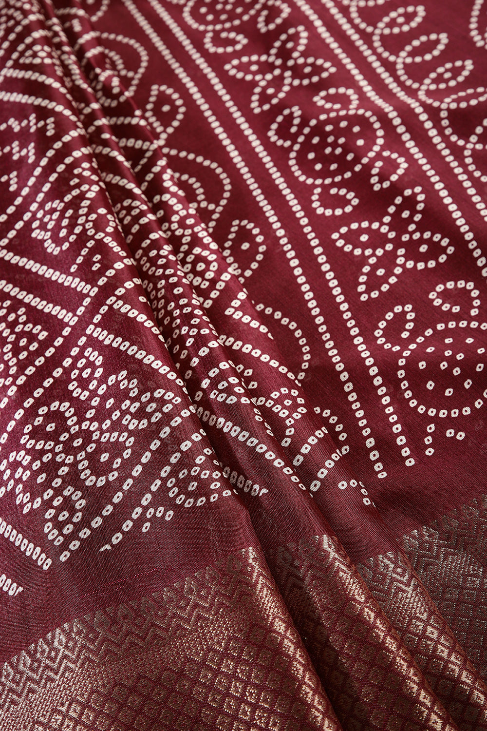 Wine Color Block Printed Cotton Silk Saree