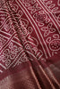 Wine Color Block Printed Cotton Silk Saree
