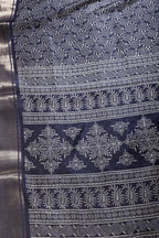 Navy Colour Printed & Woven Cotton Silk Saree
