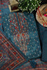 Blue Zari Woven And Printed Silk Unstitched Suit Material