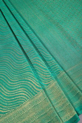 Teal Green Color Soft Silk Leheria Zari Woven Saree