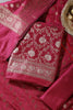 Magenta Pink Colour Zari Woven Silk Unstitched Suit Fabric