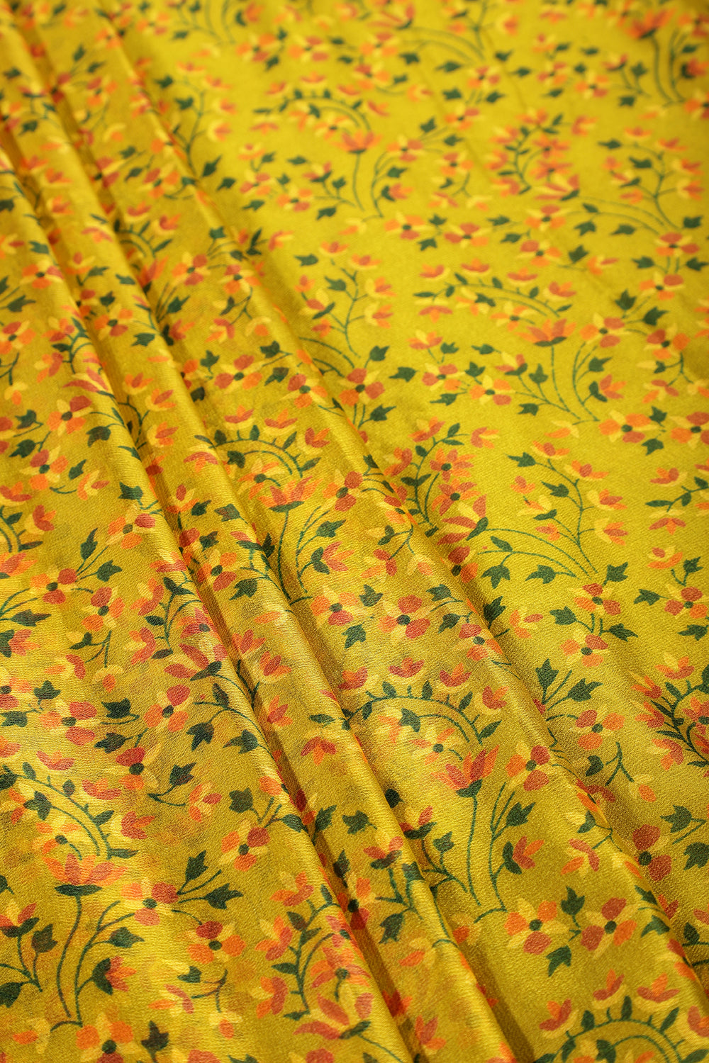 Mehandi Color Chiffon Floral Zari Border Printed Saree