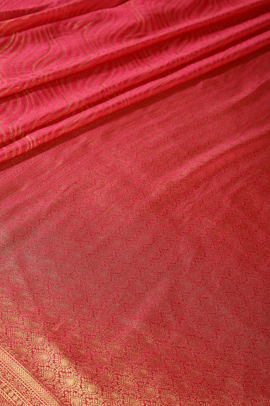 Fuchsia Pink Color Soft Silk Leheria Zari Woven Saree