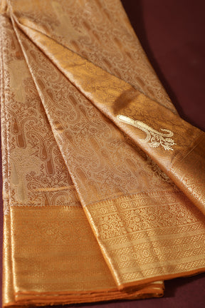 Tussar Color Kanjivaram Pure Silk Handloom Zari Saree with Jamdani Weaves