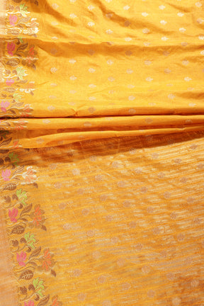 Mustard Color Silk Resham & Zari Woven Saree