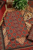 Maroon Cambric Cotton Printed And Mirror Wrok Unstitched Suit Material