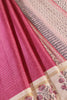 Dark Pink Tussar Silk Zari Woven & Printed Saree