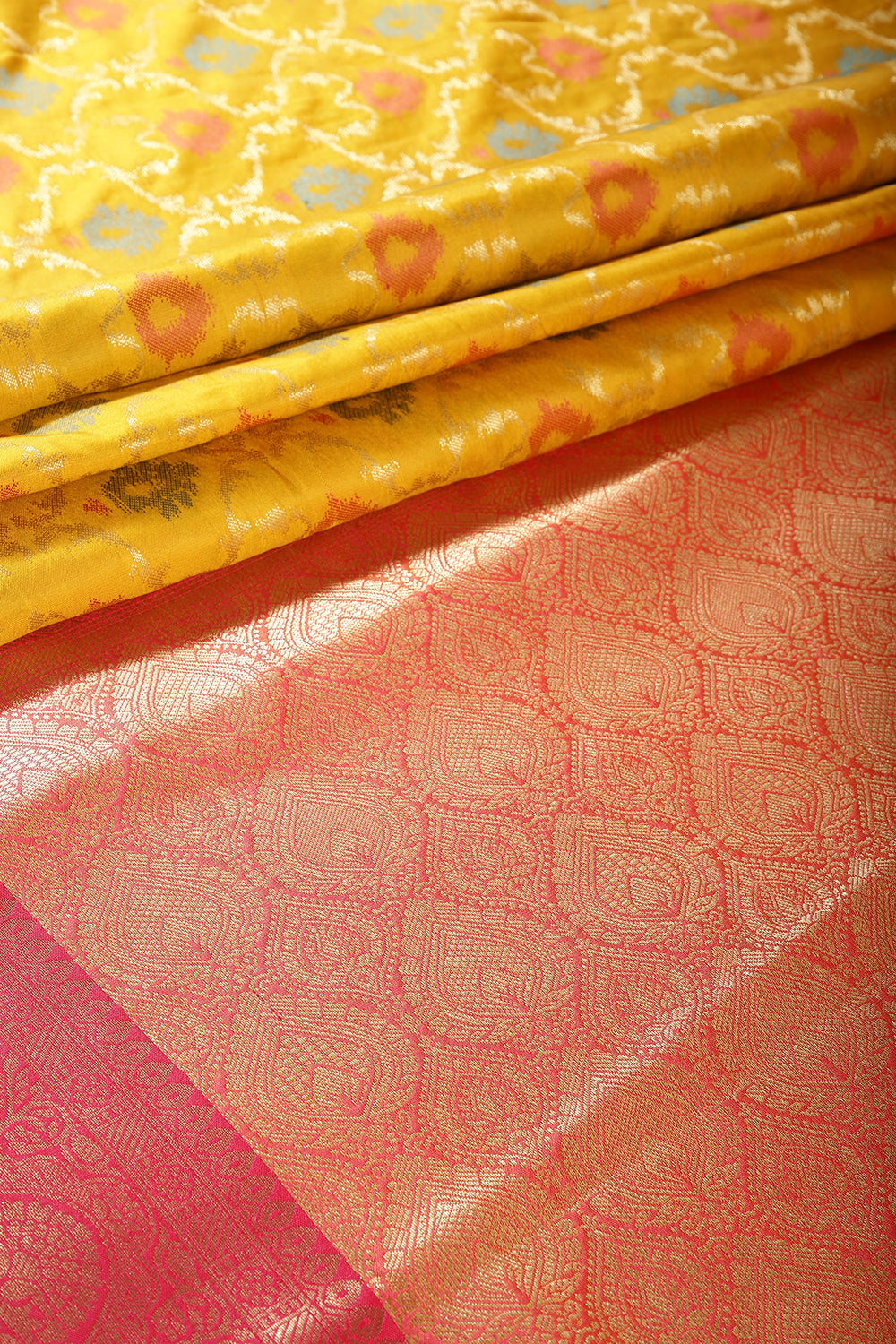 Mustard Color Cotton Silk Woven Saree