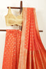 Orange Soft Silk Zari and Resham Woven Saree