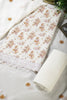 White & Brown Color Printed And  Embroidered Cotton Unstitched Suit Fabric