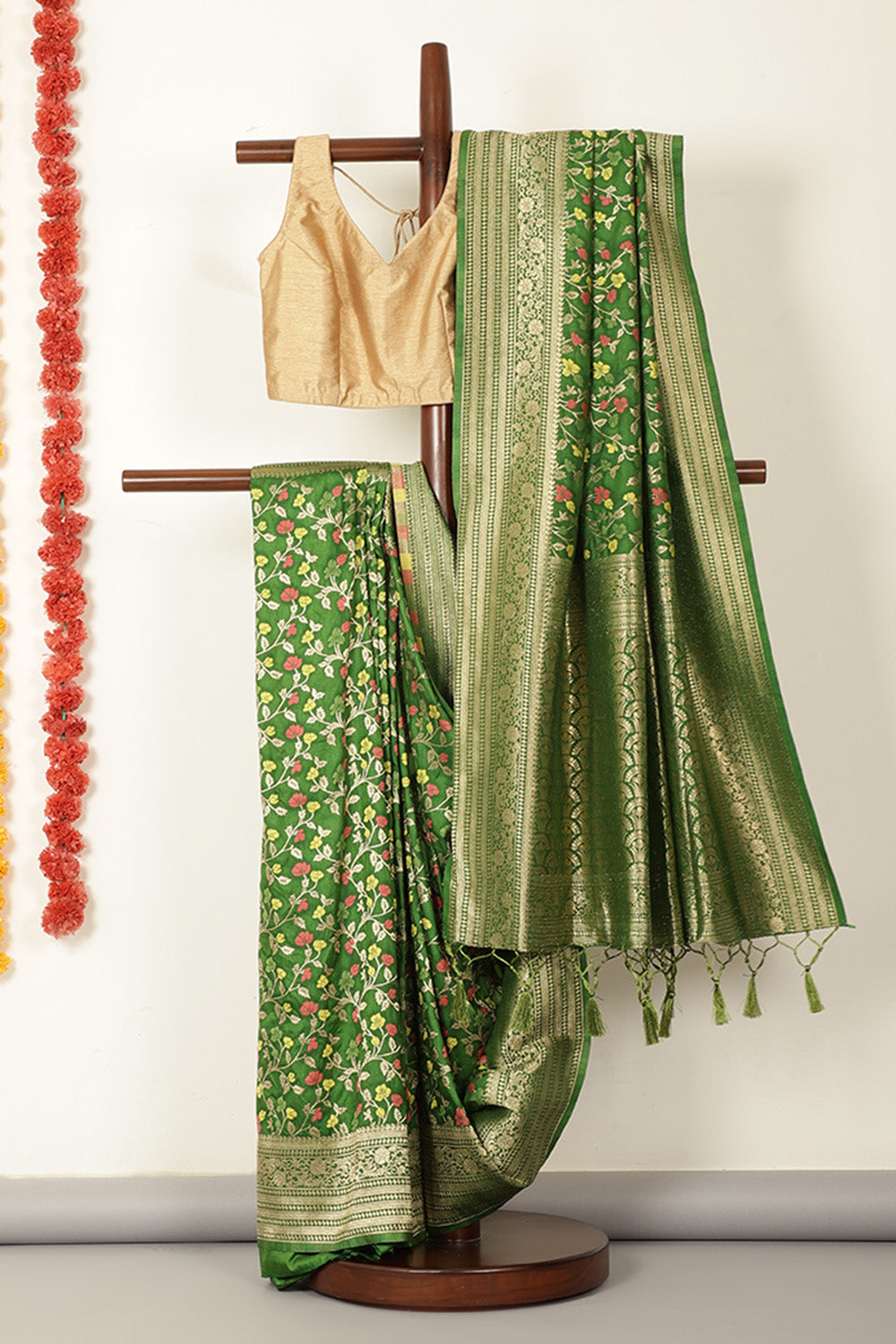 Green Silk Zari & Resham Woven Saree