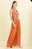 Orange Crepe Silk Emboridered Crop-Top With Palazzo Indo-Western Co-ord Set