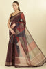 Wine Organza Cotton Printed Saree