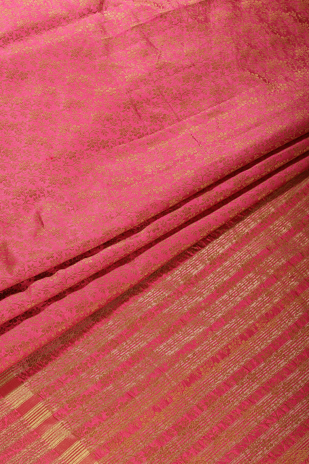 Fuchsia Pink Color Silk Floral Resham & Zari Woven Saree