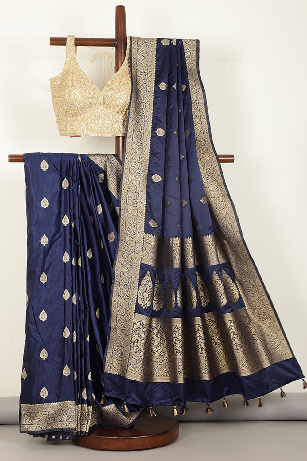 Navy Color South Silk Zari Woven Saree