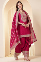 Rani Zari Embroidered Silk Suit With Farsi Salwar