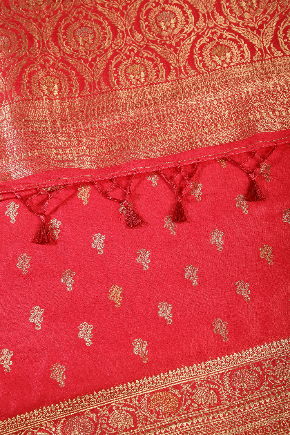 Red Colour Mulberry Silk Woven Saree