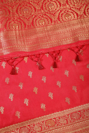 Red Colour Mulberry Silk Woven Saree