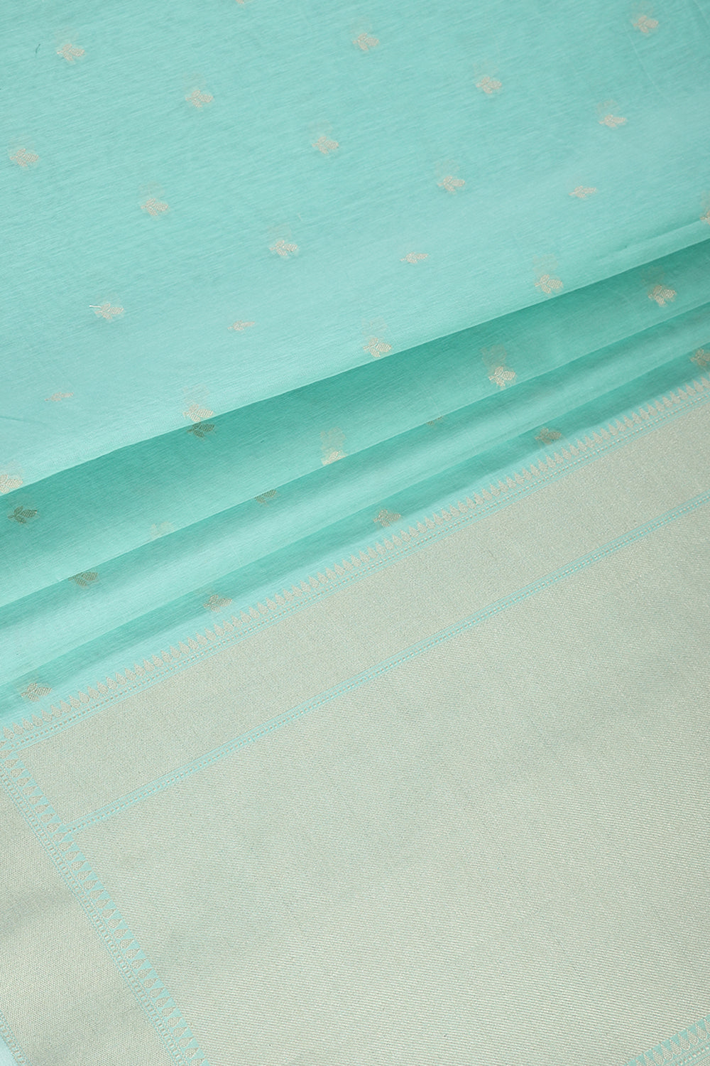 Turquoise Color Cotton Woven Saree